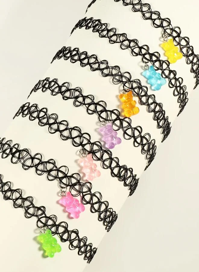 Take Two  Pack of 7 - Girls Multi-Color Gummy Bear Choker Necklaces for Women | Best Price UAE