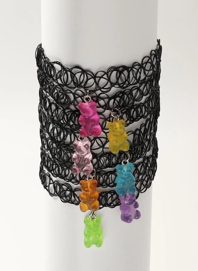 Take Two Pack of 7 - Girls Multi-Color Gummy Bear Choker Necklaces