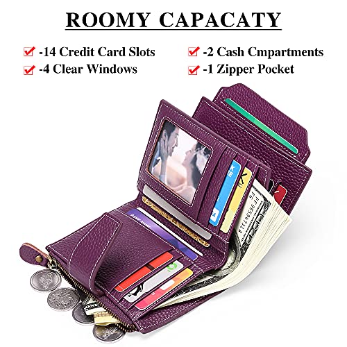 FALAN MULE Small Wallet for Women Leather Bifold Compact RFID Blocking Small Womens Wallet Purse - Image 3