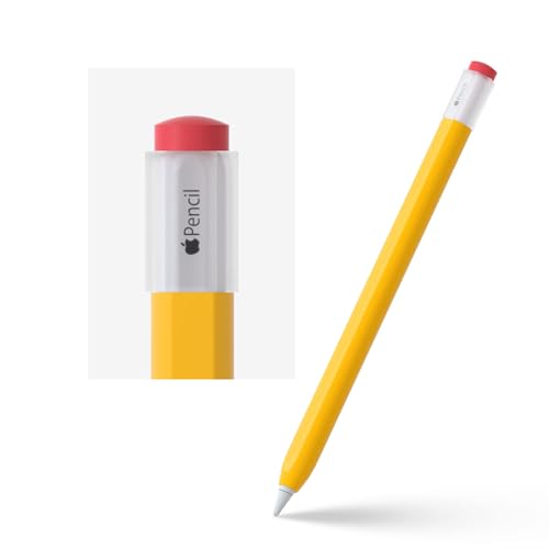 ELETIUO Silicone Case Compatible with Apple Pencil 2nd Generaion Cover,Protective Holder Grip Sleeve with Cap Accessories Compatible with iPad Pro 11 12.9 inch,Yellow - Image 1