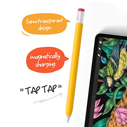 ELETIUO Silicone Case Compatible with Apple Pencil 2nd Generaion Cover,Protective Holder Grip Sleeve with Cap Accessories Compatible with iPad Pro 11 12.9 inch,Yellow - Image 3