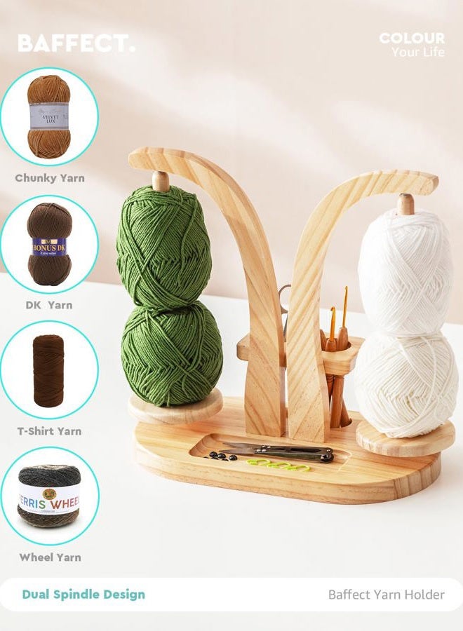 baffect Yarn Holder Magnetic, Wool Holder Wooden with Knitting Accessories Organizer, Double Yarn Ball Holder Stand for Crochet Lovers - Image 3