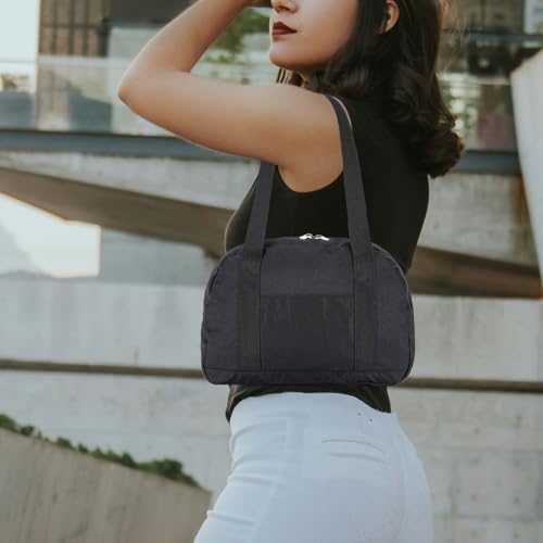 Leamekor Mini Gym Bag for Women Girls 12 inch Small Gym Tote Bag Lightweight Carry On Small Duffle Bag for Travel Sports Black - Image 3