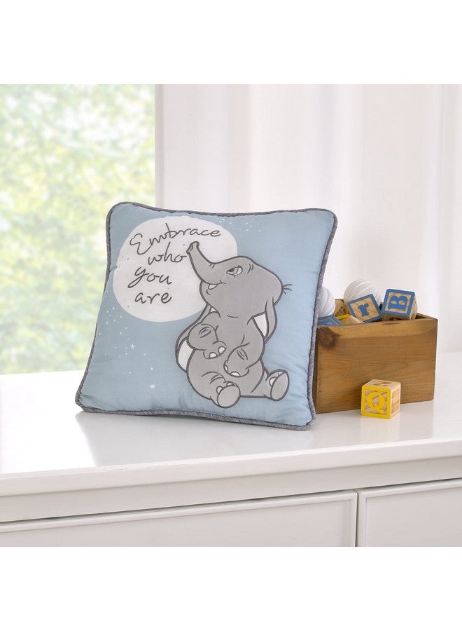 NoJo Disney Dumbo Sweet Little Baby Light Blue and White Embrace Who You are Applique Decorative Pillow - Image 4