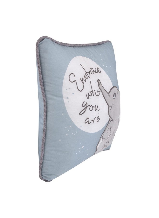 NoJo Disney Dumbo Sweet Little Baby Light Blue and White Embrace Who You are Applique Decorative Pillow - Image 2