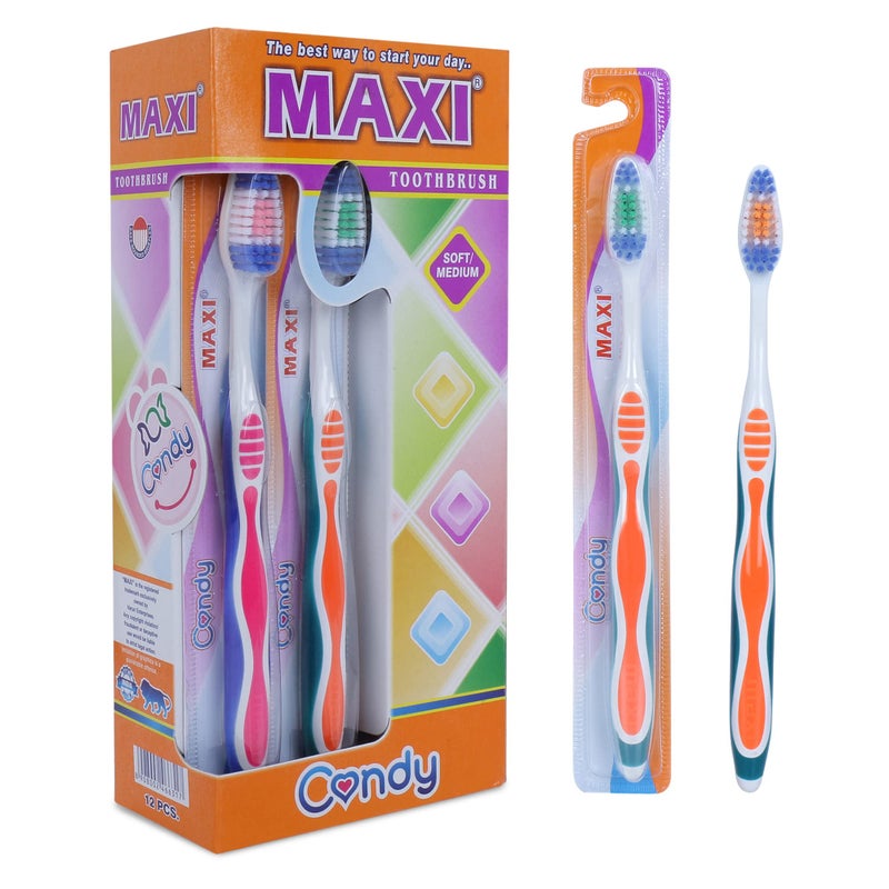 MAXI Candy Soft Toothbrush, Non-Slip Grip, Multicolor (Pack of 12) - Image 5