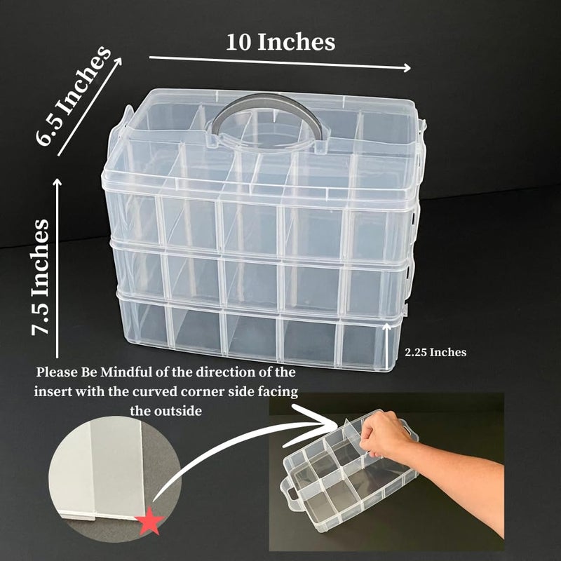 Evelots Storage Box-Clear-Stackable-Snap-30 Section-Craft/Jewelry/Hardware-Set/3 - Image 5