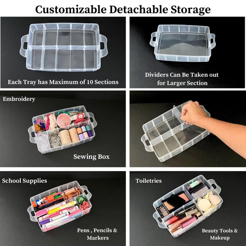 Evelots Storage Box-Clear-Stackable-Snap-30 Section-Craft/Jewelry/Hardware-Set/3 - Image 3