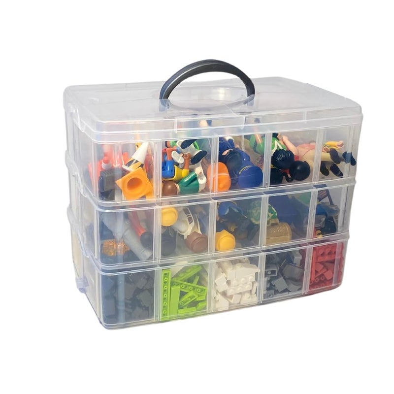 Evelots Storage Box-Clear-Stackable-Snap-30 Section-Craft/Jewelry/Hardware-Set/3 - Image 1
