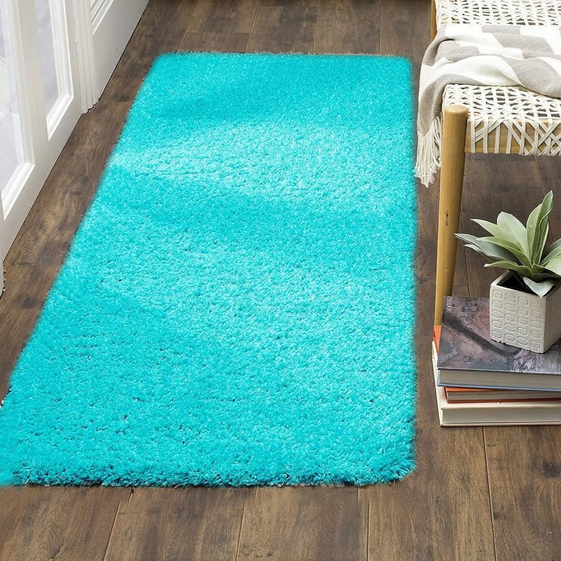 FIASCO Shaggy Floor Carpets for Living Room, Elegant Bed Side Runner, Modern Carpets for Bedroom, Drawing Room, Kids Room, Soft Sofa Carpets for Living Room Size 2X6 Sky Blue - Image 2