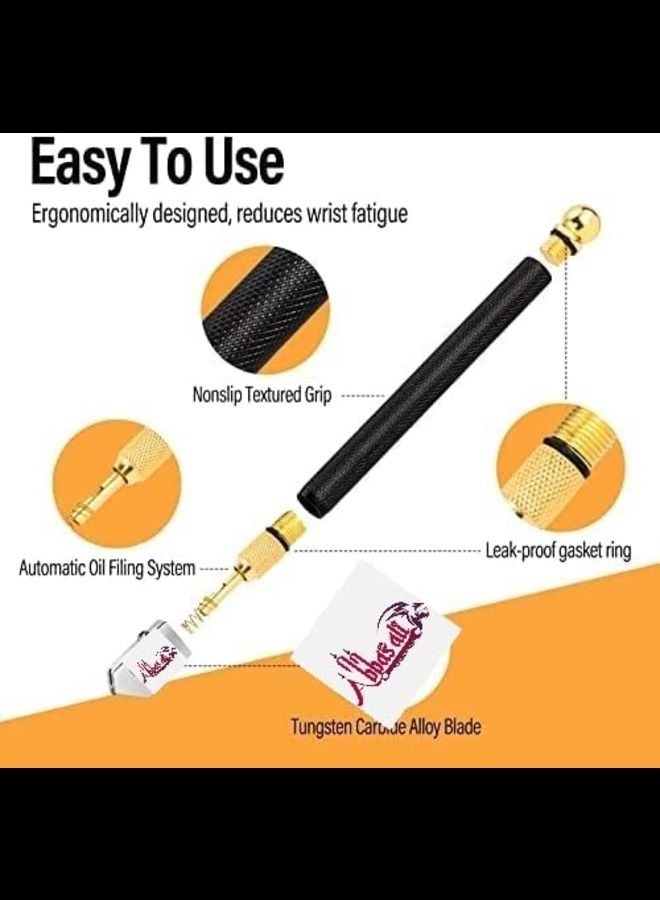 ABBASALI Glass Cutter Pen Type With Top Cutter 6Inch & Knitted Gloves For Safety For Cutting Glass  - Image 2
