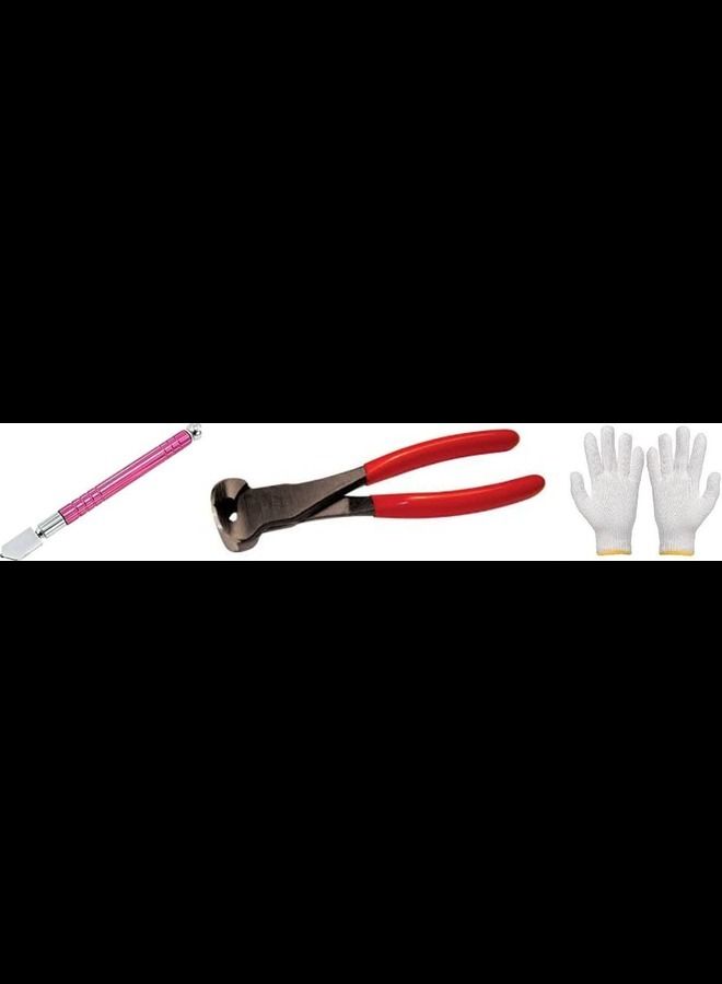 ABBASALI Glass Cutter Pen Type With Top Cutter 6Inch & Knitted Gloves For Safety For Cutting Glass  - Image 1