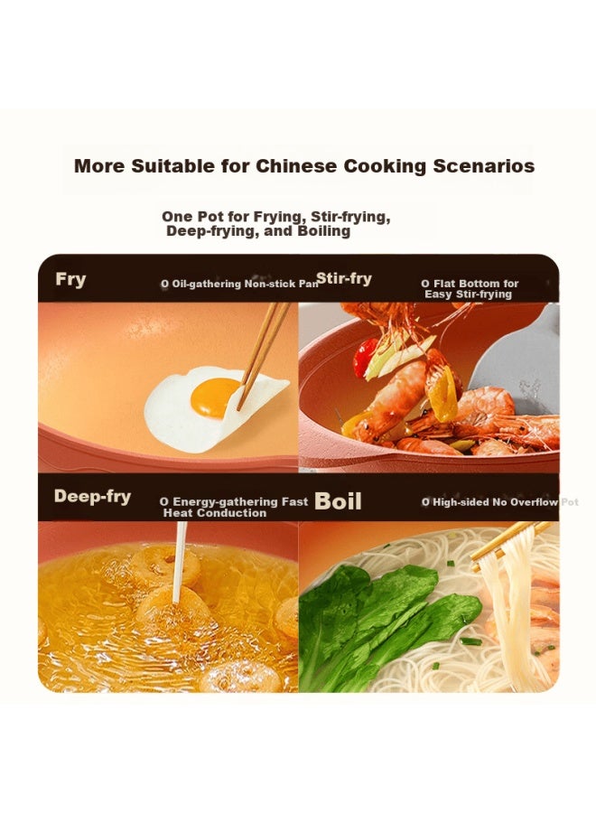 Amercook Vintage Clay Non-stick Frying Pan Flat Bottom Stir-fry Pan Egg Pancake Pan For Induction Cooker And Gas Stove - Image 5