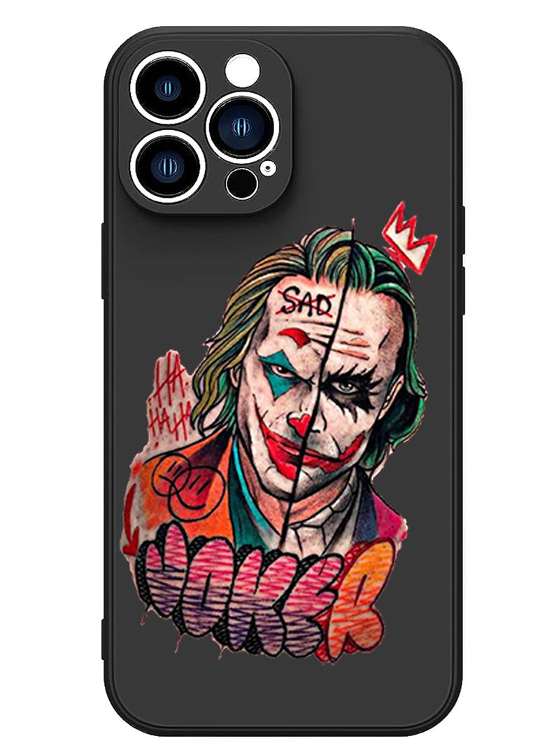 Theodor Protective Slim Fit Case Liquid Silicone Cover with Full Body Protection Anti-Scratch Shockproof Case For iPhone 15 Pro Max Black - Joker - Image 1