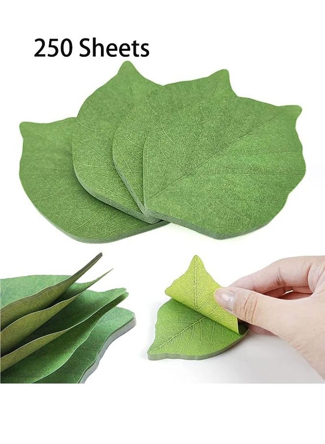 5 Pack Sticky Notes, Removable Self-Stick Notes Scratch Pads， Beautiful Green Leaf-Shaped Sticky Notes Stickers Can be Used for Sticky Paper Notepads to Recording Thing and DIY (250 Sheets) - Image 1