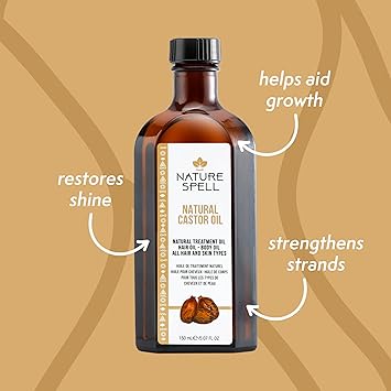 Nature Spell Cold Pressed Castor Oil 150 ml 100 Pure and Natural Castor Oil for Hair Growth Castor Oil for Eyelashes Eyebrow and Skin Made in the UK - Image 2
