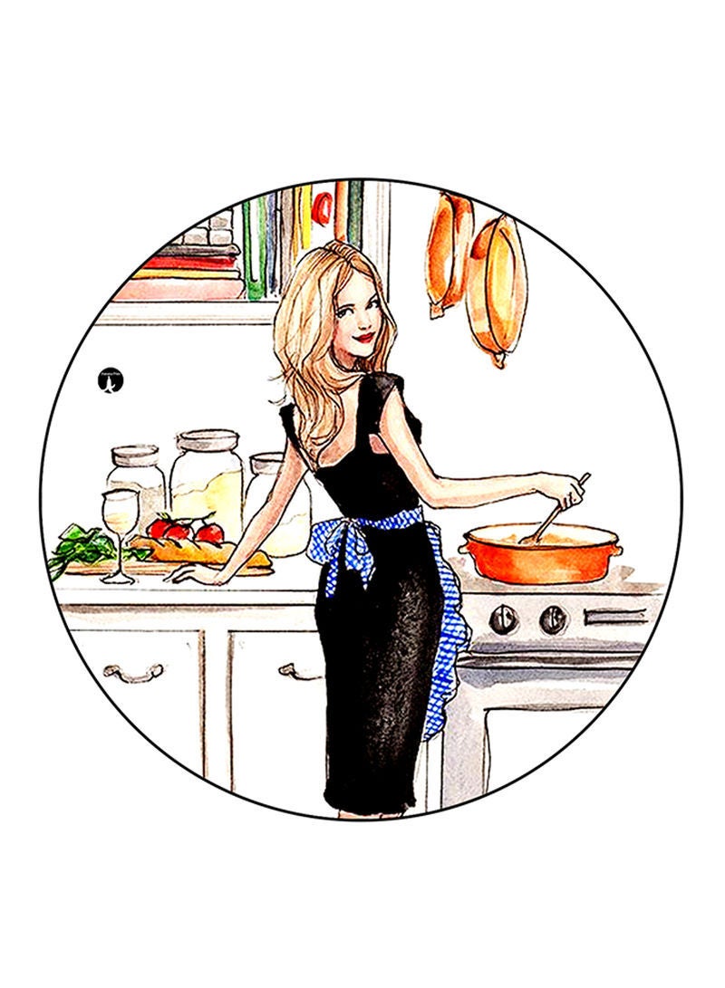 RKN Woman Printed Mouse Pad  Round  Multicolour