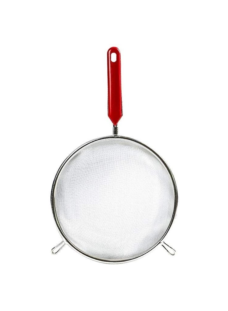 Stainless Steel Strainer (Size: 220*365) for Kitchen Powdered Sugar and Cake Flour (Color: Silver Red) - Image 1