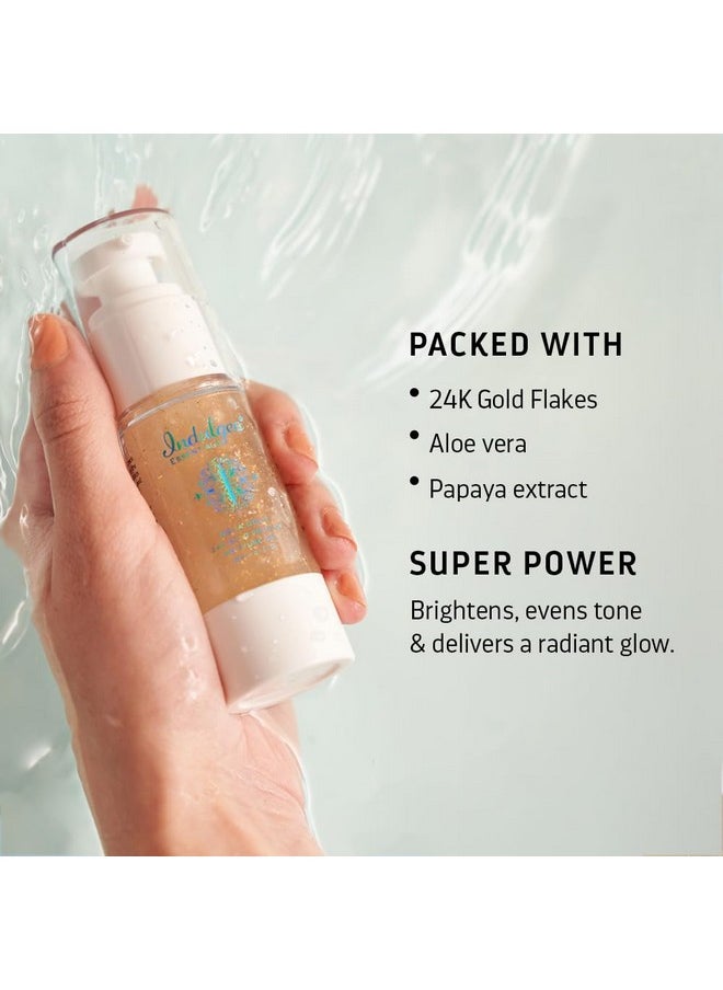 Indulgeo ESSENTIALS - Aqua Gold 24K Gold Premium Moisturizer Gel (30 Ml) Hydrate Moisturize All Skin Types Papaya Licorice Vitamin E Ayush Certified Crueltyfree 100% Organic - Image 1
