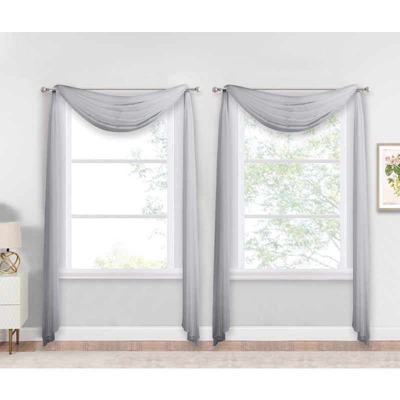 NICETOWN NICETOWN Sheer Window Scarfs W60 x L216 for Normcore Design Voile Textured Sheer Curtains Easy to Concave Shape for BoysSeniors 2 Panels Light Grey 