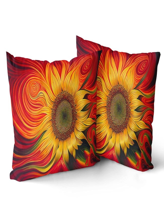 Granbey Sunflower Pillow Covers 18 x 18 Set of 2 Decorative Flower Throw Pillow Covers Cotton Linen Cushion Case for Sofa Bench Living Room Indoor Outdoor Home Decor - Image 1