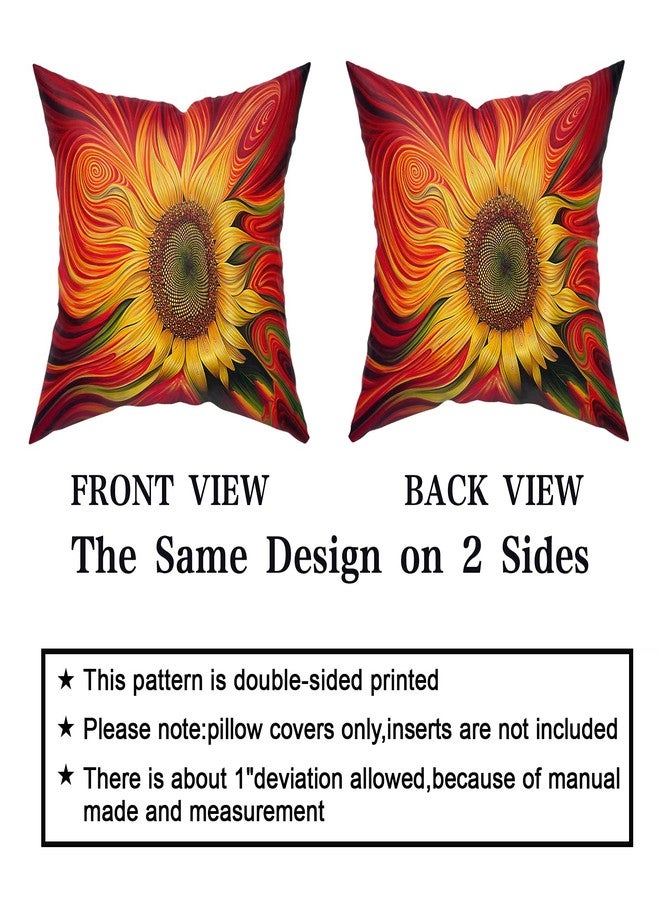 Granbey Sunflower Pillow Covers 18 x 18 Set of 2 Decorative Flower Throw Pillow Covers Cotton Linen Cushion Case for Sofa Bench Living Room Indoor Outdoor Home Decor - Image 3