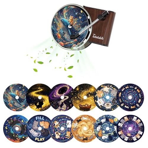 Maicican 12 PCS Starry Sky Cat Car Air Freshener Vent Clip Cute Car Air Freshener with Record Player Design Unique Car Accessories and Decor for Music Lovers or Cat Lover Starry Sky Cat B - Image 1