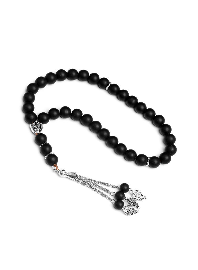 SänHahn Muslim Tasbih 33 Rosay Beads Frosted Crystal Hand String Islam Prayerdhikr Misbaha Eid Ramadan Gift (Black) - Image 1