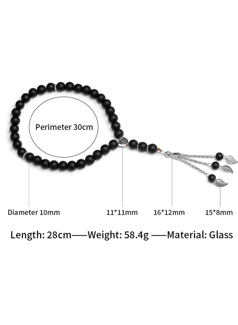 SänHahn Muslim Tasbih 33 Rosay Beads Frosted Crystal Hand String Islam Prayerdhikr Misbaha Eid Ramadan Gift (Black) - Image 2