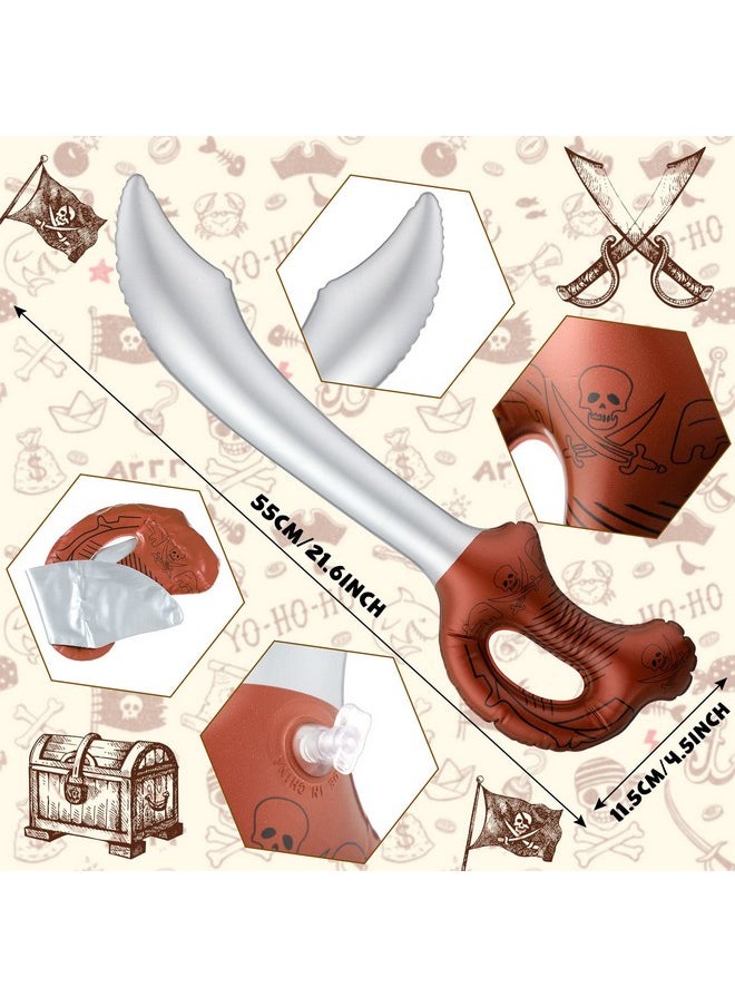 Vicenpal - 7 Pcs Pirate Costume Accessories For Kids Pirate Eye Patch Head Bandana Red Pirate Sash Inflatable Sword Pirate Earring Skull Ring Coin Bag Halloween Dress Up Set For Role Play Party - Image 1