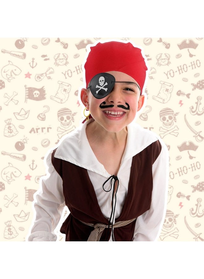 Vicenpal - 7 Pcs Pirate Costume Accessories For Kids Pirate Eye Patch Head Bandana Red Pirate Sash Inflatable Sword Pirate Earring Skull Ring Coin Bag Halloween Dress Up Set For Role Play Party - Image 1