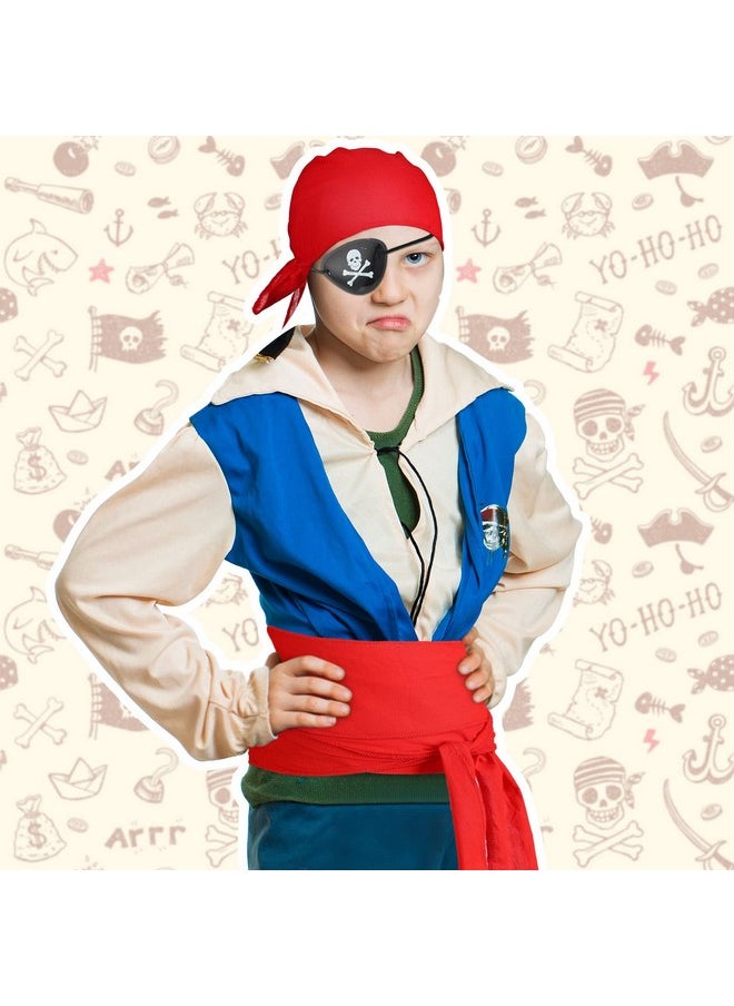Vicenpal - 7 Pcs Pirate Costume Accessories For Kids Pirate Eye Patch Head Bandana Red Pirate Sash Inflatable Sword Pirate Earring Skull Ring Coin Bag Halloween Dress Up Set For Role Play Party - Image 1