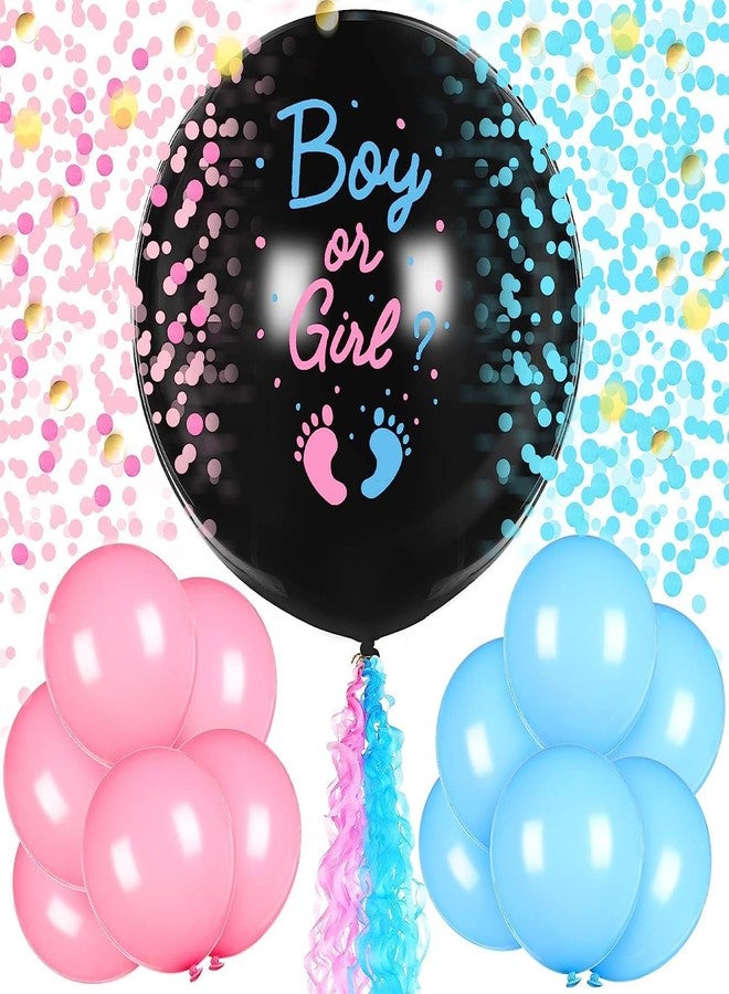 VDYXEW 27pcs Gender Reveal Balloon Kit, 2pcs 36" Thickened Balloons with Pink Blue Balloons, Confetti and Tassels For Baby Gender Reveal Party Decorations, Gender Revealideas (Set B) - Image 1