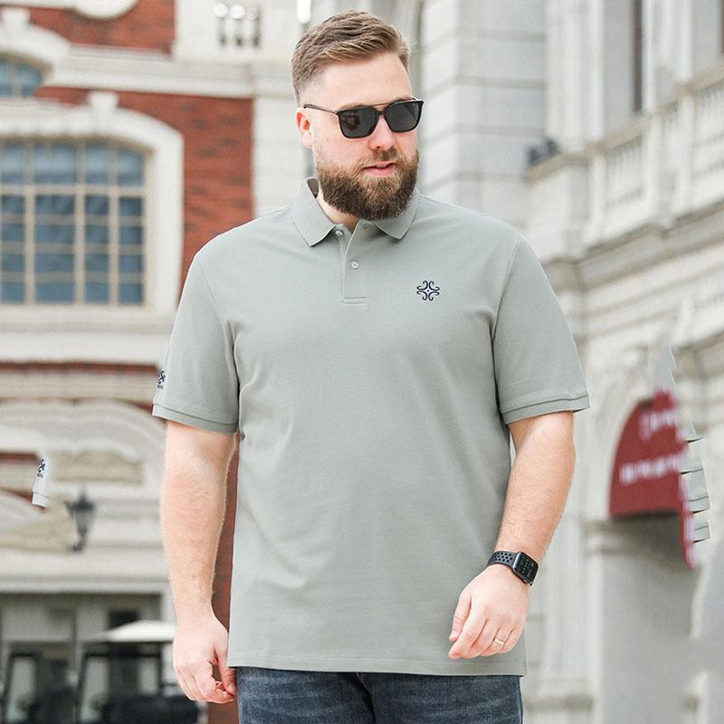 Summer Plus Size Mens Embroidered Polo Shirt Light blue  - Image 3