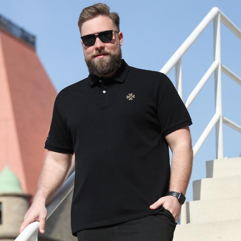 Summer Plus Size Mens Embroidered Polo Shirt Light blue  - Image 2