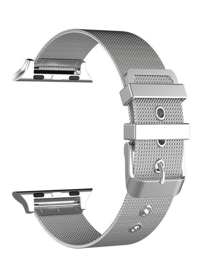 NIBEMINENT - Milanese Watchband For Apple Watch Series 7 41mm/6 & SE 5 4 40mm/3 2 1 38mm Silver - Image 1