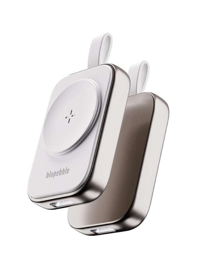 Blupebble Mini Mag USB-C Portable Apple Watch Charger and AirPods Wireless Charger,Dual Sided Apple Watch Travel Charger - Image 1