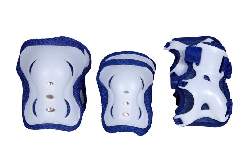 AIRAVAT Skating Guard, Cycling Protection Set, Protective Skating Guard Kit, Multi Sport Gear with 1 Pair Knee Support, Elbow Support, Palm Support (Small - 3 Year to 6 Year, White Blue Color) - Image 1