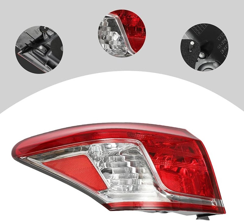 مجموعة ضوء الذيل الجانب الأيسر لسيارة لكزس إي إس 350 موديل 2010-2012، عدسة شفافة، هيكل أحمر - Image 3