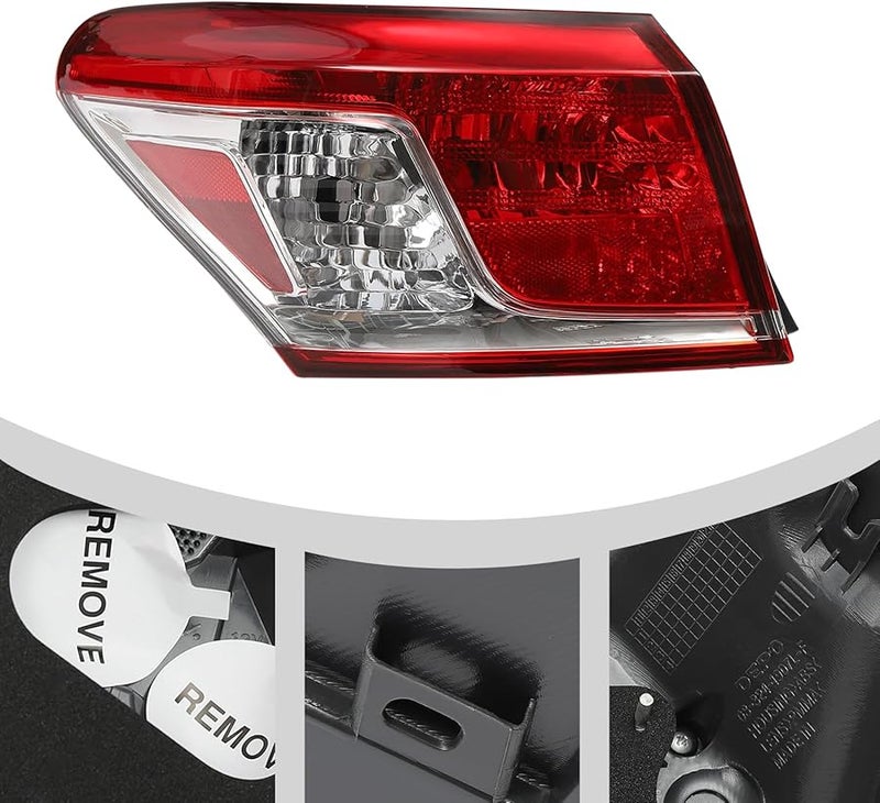 مجموعة ضوء الذيل الجانب الأيسر لسيارة لكزس إي إس 350 موديل 2010-2012، عدسة شفافة، هيكل أحمر - Image 5