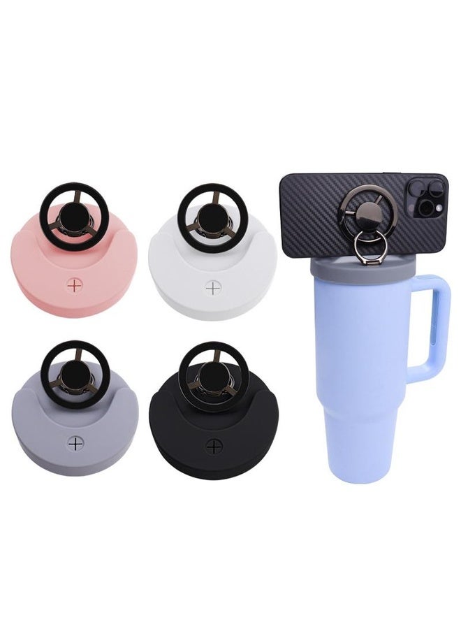 HuHa For Stanley 40oz Tumbler Cup Leak-proof Silicone Lid with Magnetic Phone Holder(Gray) - Image 2