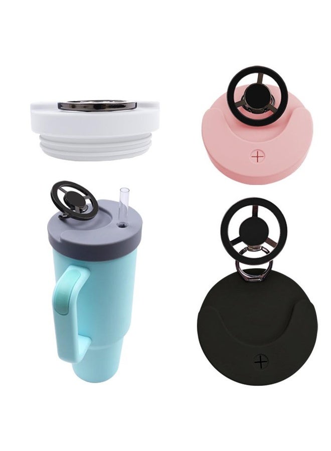 HuHa For Stanley 40oz Tumbler Cup Leak-proof Silicone Lid with Magnetic Phone Holder(Gray) - Image 3