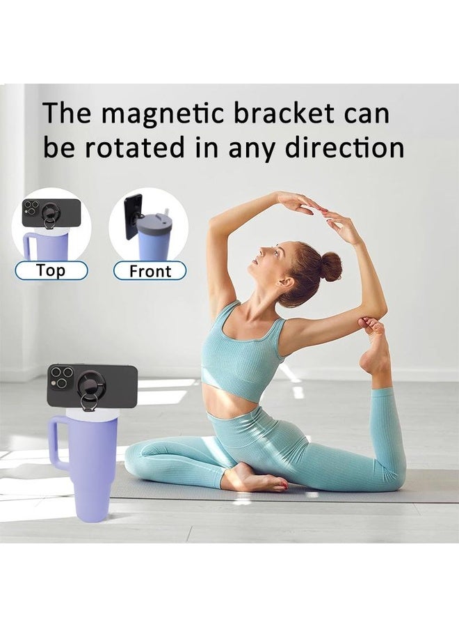 HuHa For Stanley 40oz Tumbler Cup Leak-proof Silicone Lid with Magnetic Phone Holder(Gray) - Image 5