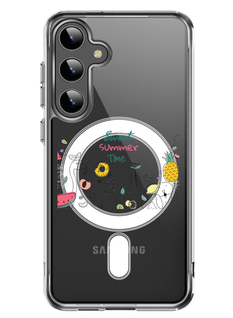 Theodor Magnetic Case for Samsung Galaxy S24 Plus 6.7-inch Compatible with MagSafe Wireless Charging, Shockproof Phone Bumper Cover Sweet Summer Time - Image 1