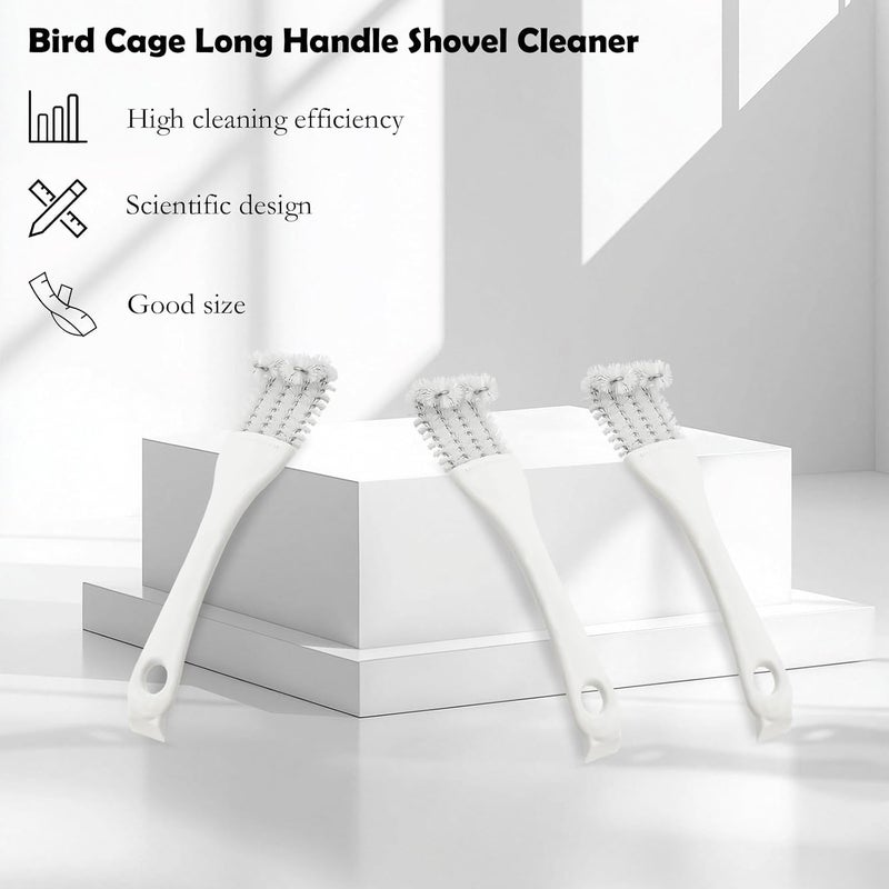 PINKE Space saving Bird Cage Cleaner Brush & Scoop, Bird Coop Long Handle Shovel Cleaner, Birds Cage Tool Accessories Supplies, for Better Cleaning of Birds Droppings from Pet Cages Parrot Cages Perches, 2Pcs Spec upgraded improved quality - Image 4