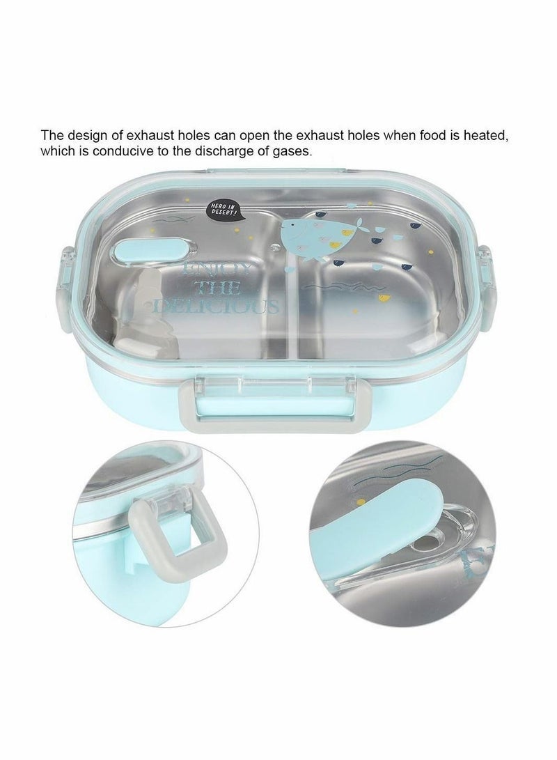 SYOSI Stainless Steel Lunch Box, 650ml with Spoon Bento Lunch Box for Adult Kids for School Office Picnic Travel Outdoors (Blue) - Image 2