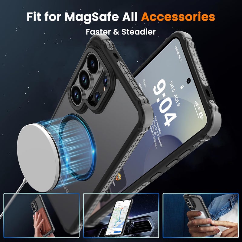 DEERLAMN Strong Magnetic Case for Samsung Galaxy S26 Ultra 6.9-Inch,[Compatible with Magsafe][Military Grade Drop Protection] Translucent Matte Shockproof Protective Phone Cover, Frosted Black - Image 5