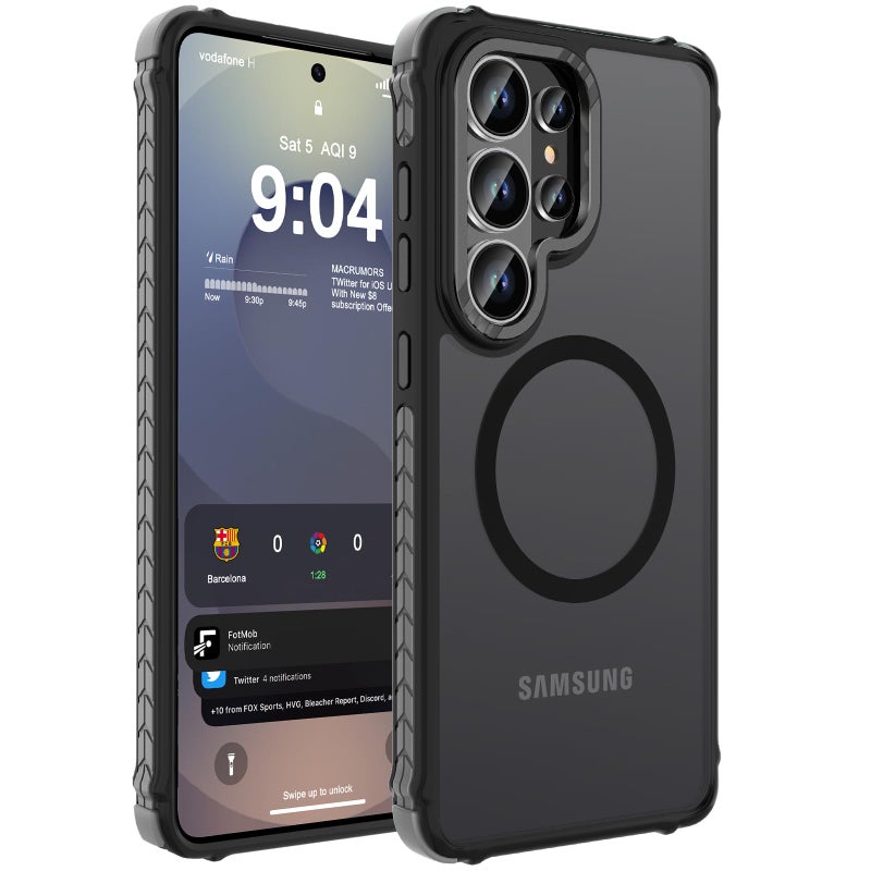 DEERLAMN Strong Magnetic Case for Samsung Galaxy S26 Ultra 6.9-Inch,[Compatible with Magsafe][Military Grade Drop Protection] Translucent Matte Shockproof Protective Phone Cover, Frosted Black - Image 1