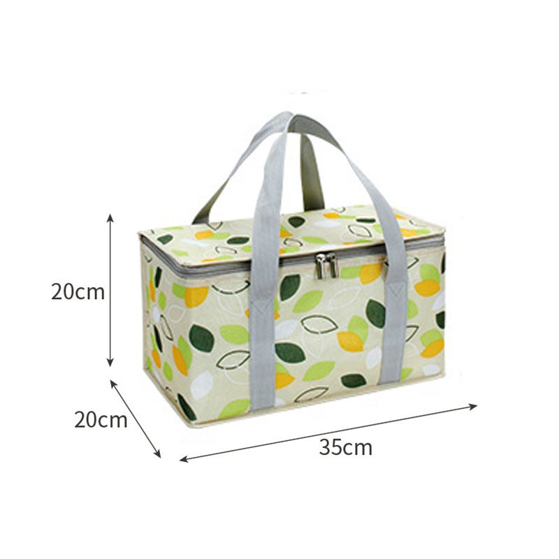 Spot Takeout Insulation Bag Wholesale Outdoor Picnic Insulation Satchel Ice Bag Large Capacity Takeaway Cake Insulation Bag(green leaf, 35×20×20H) - Image 1