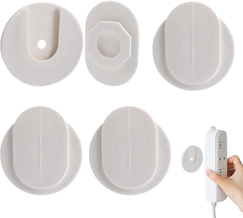 Potency 4 Pcs Power Strip Holder Self Adhesive Socket FixerWallMounted Power Strip Holder Router Desktop Bracket PunchFree Socket HolderSelf Adhesive Traceless Desktop Socket Fixer - Image 1